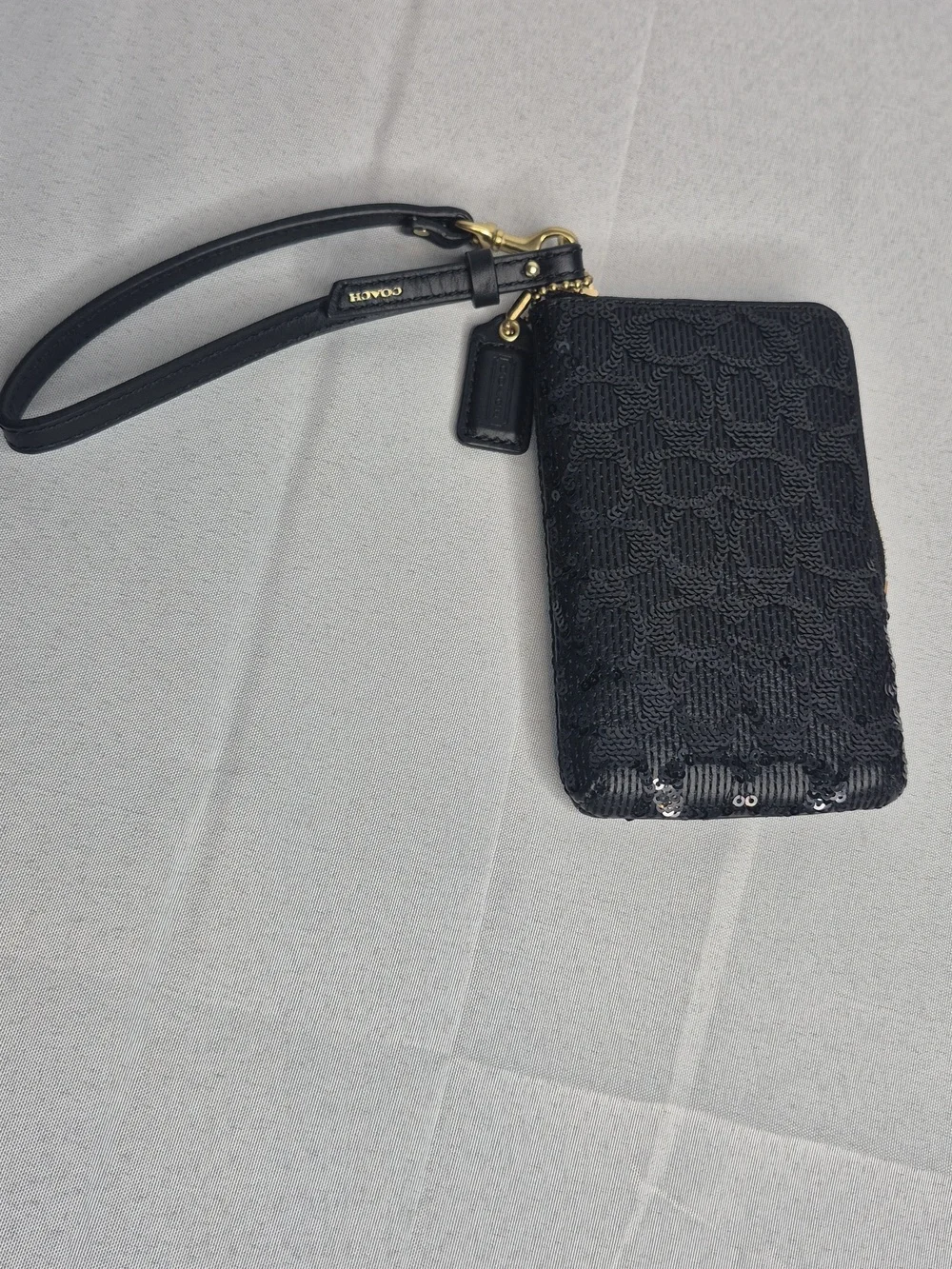 Coach Poppy Black Sequin Wristlet Wallet